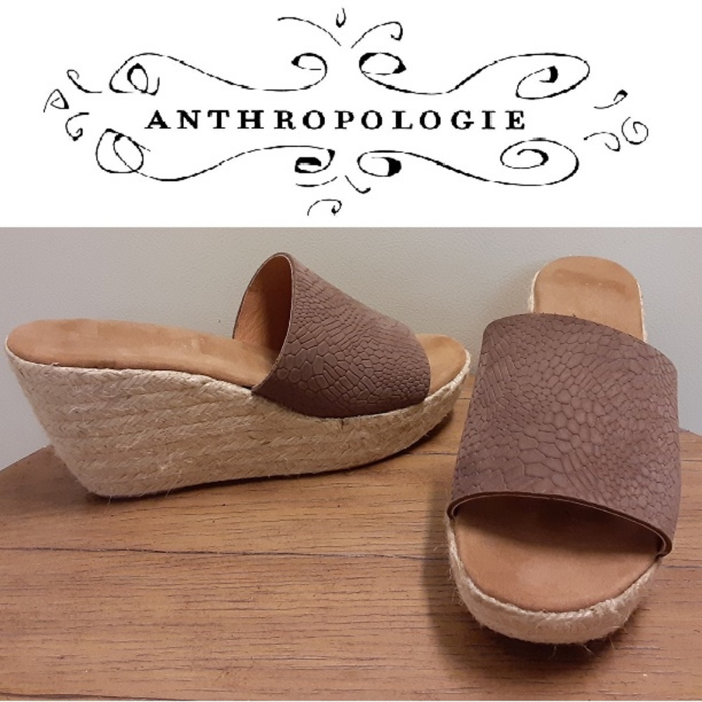 Maypol Handmade Embossed Leather Open Toe Wedges